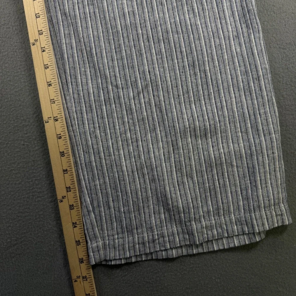 Banana Republic Petite 8 Blue White Striped Linen Wide Leg Paperbag Pants P8